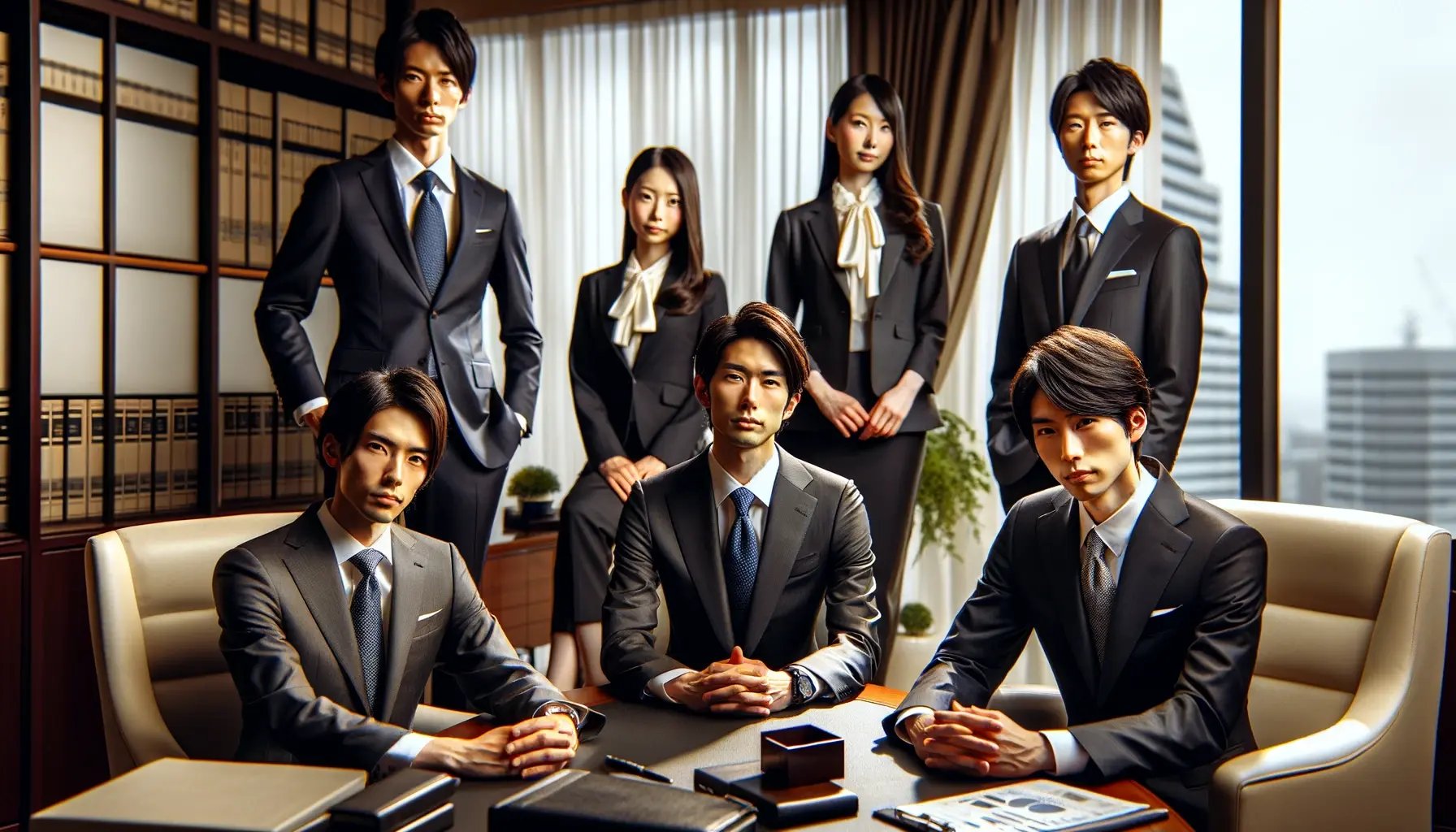 DALL·E 2024-05-04 17.58.34 - A formal business setting in Japan, focusing on the importance of dress code and business attire. The scene depicts a group of Japanese professionals 